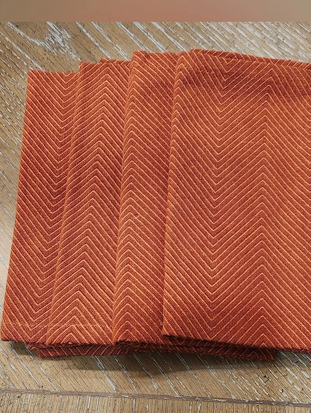 Orange Cloth Napkins Cotton Linen Textured Fall Autumn Thanksgiving Set of 4